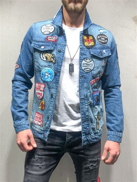 jean jacket with patches men.